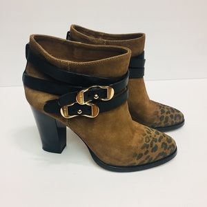 Jimmy Choo Suede Leopard Print Ankle Boots